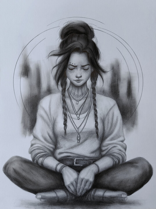 Sad girl Drawing 图画, 16.5x11.4 in