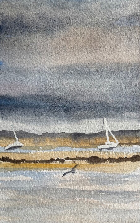 Drawing titled "Traict coloré" by Nadej Gunalp, Original Artwork, Watercolor