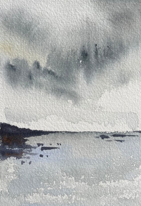 Drawing titled "Sans titre (ciel gr…" by Nadej Gunalp, Original Artwork, Watercolor