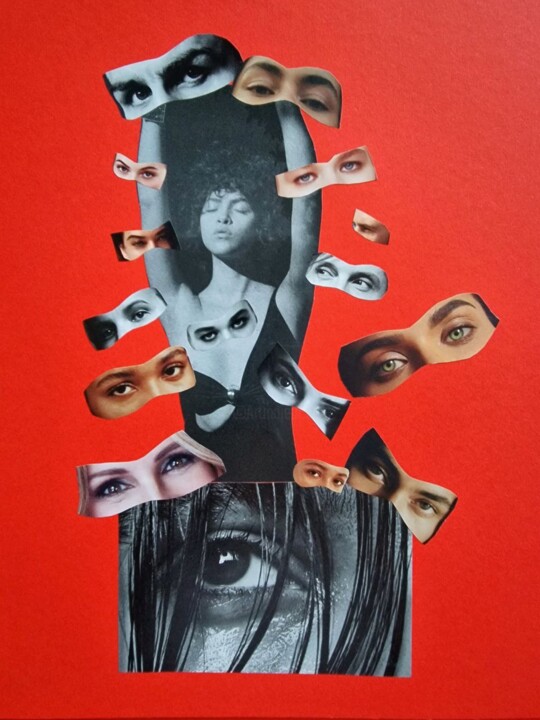 Under the gaze 拼贴, 15x11.8 in