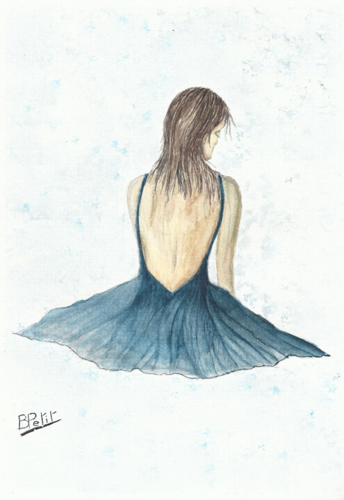 Robe Bleue 绘画, 11.7x8.3 in