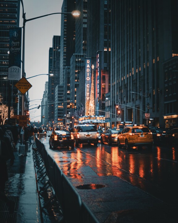 Peinture intitulée "New York Street at…" par Steven M Etkind, Œuvre d'art originale, Photographie numérique