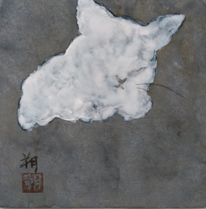 NIHONGA NEKO SIRO 绘画, 5.1x5.1 in