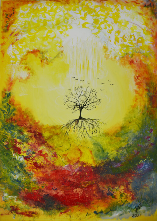 Arbre de vie 2021 绘画, 27.6x19.7 in