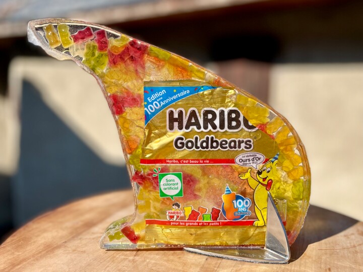Sculptuur getiteld "Goldenbears" door S Duclos, Origineel Kunstwerk, Hars