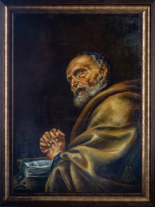 Schilderij getiteld "Откровение" door Aleks Bondar, Origineel Kunstwerk, Olie Gemonteerd op Frame voor houten brancard