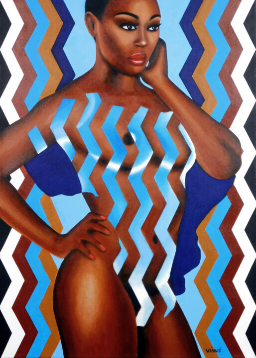Mousso 67 "AFRICA" Painting, 27.6x19.7 in