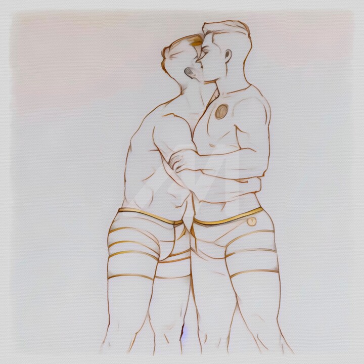 Pride Week Amsterdam Boys J&L 绘画, 13.4x13.4 in
