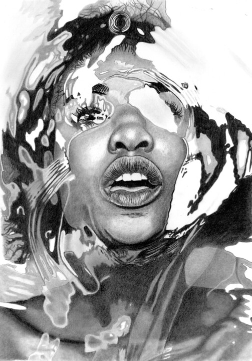 Drawing titled "Submerged 2023" by Paul Stowe, Original Artwork, Pencil