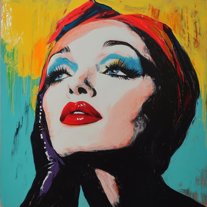 Painting titled "ACTRICE PORTRAIT" by Claudia Sauter (Poptonicart), Original Artwork, Acrylic