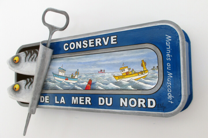 Conserve de la Mer du Nord bleu 雕塑, 8.7x23.6 in