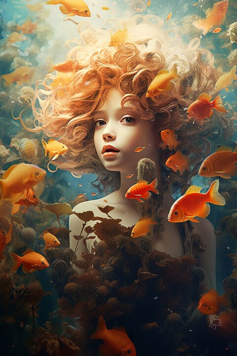 Radiant Waterborne Angel / Portrait of a Child 数字艺术