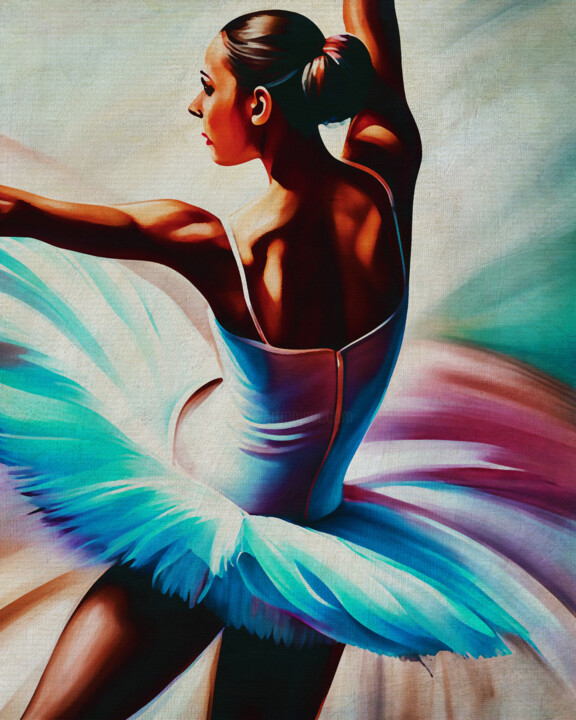 Schilderij getiteld "Ballet dancer in fu…" door Jan Keteleer, Origineel Kunstwerk, Digitaal Schilderwerk