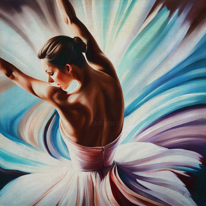Malerei mit dem Titel "Ballerina with swin…" von Jan Keteleer, Original-Kunstwerk, Digitale Malerei