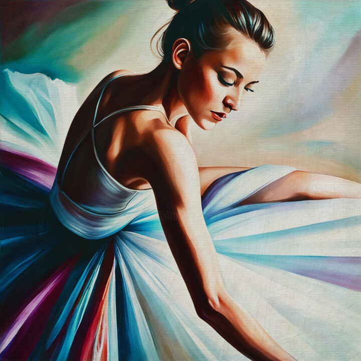 Schilderij getiteld "Ballerina sitting o…" door Jan Keteleer, Origineel Kunstwerk, Digitaal Schilderwerk