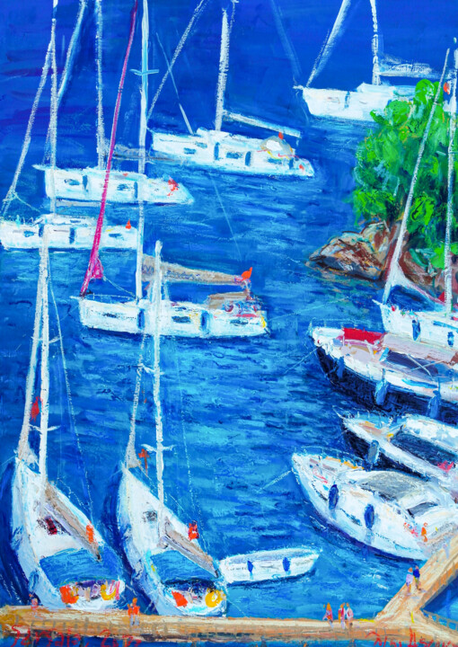 Malerei mit dem Titel "Summer day in Sarsa…" von Dina Aseeva, Original-Kunstwerk, Acryl Auf Keilrahmen aus Holz montiert