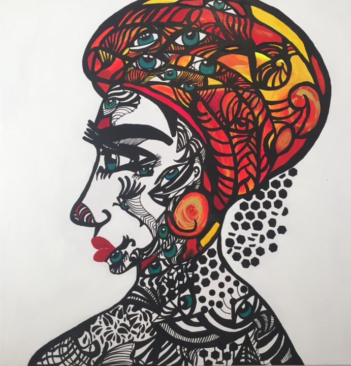Painting titled "Eye of the beholder" by Sandi Goodwin, Original Artwork, Acrylic Mounted on Wood Stretcher frame