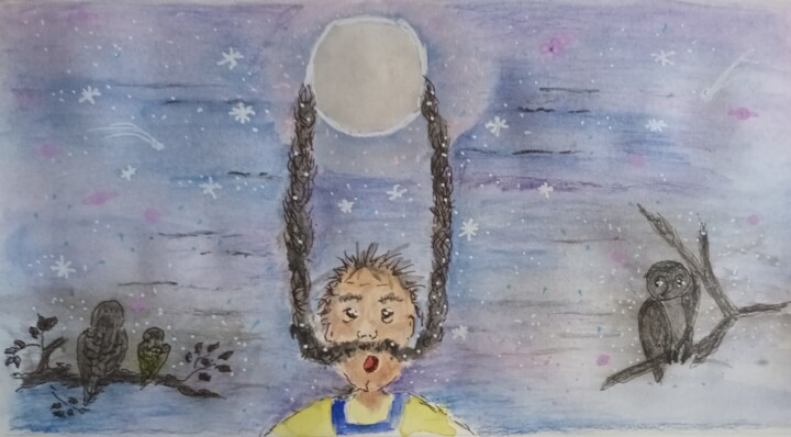 Drawing titled "Bigodes chegam à lu…" by Isabel Alfarrobinha, Original Artwork, Watercolor