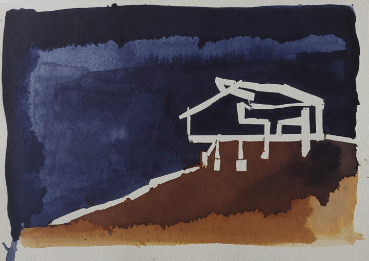 Drawing titled "Topographie" by Magali Poutoux, Original Artwork, Ink