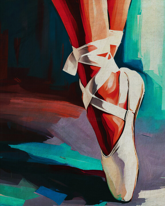 Peinture intitulée "Ballerina feet clos…" par Jan Keteleer, Œuvre d'art originale, Peinture numérique