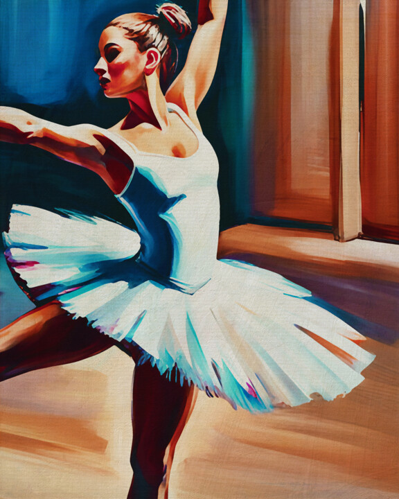 Ballerina on the theater floor 绘画, 19.7x15.8 in