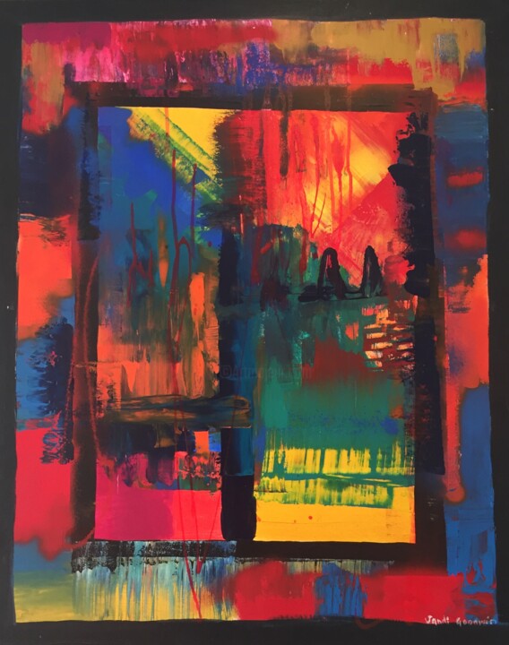 Painting titled "Lagoon Dawn" by Sandi Goodwin, Original Artwork, Acrylic Mounted on Wood Stretcher frame