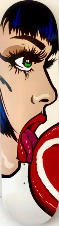 GoodGirl (Blue) SkateDeck 绘画, 31.1x7.9 in