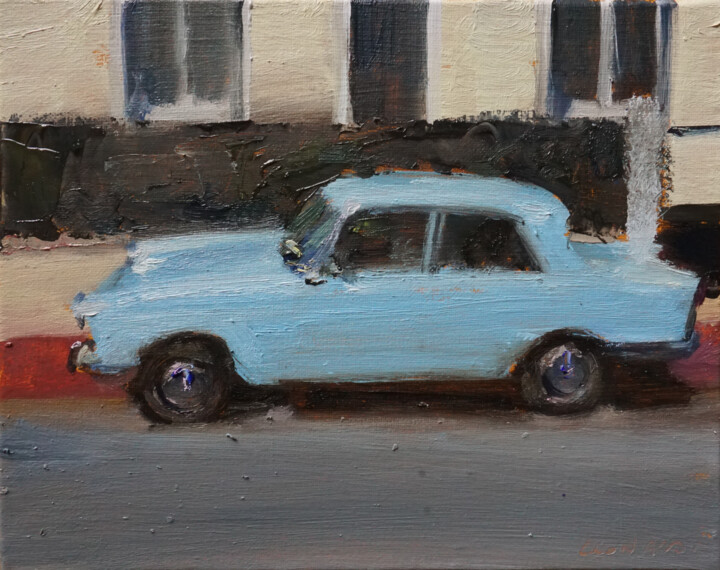 404 peugeot bleu ciel 绘画, 8.7x10.6 in
