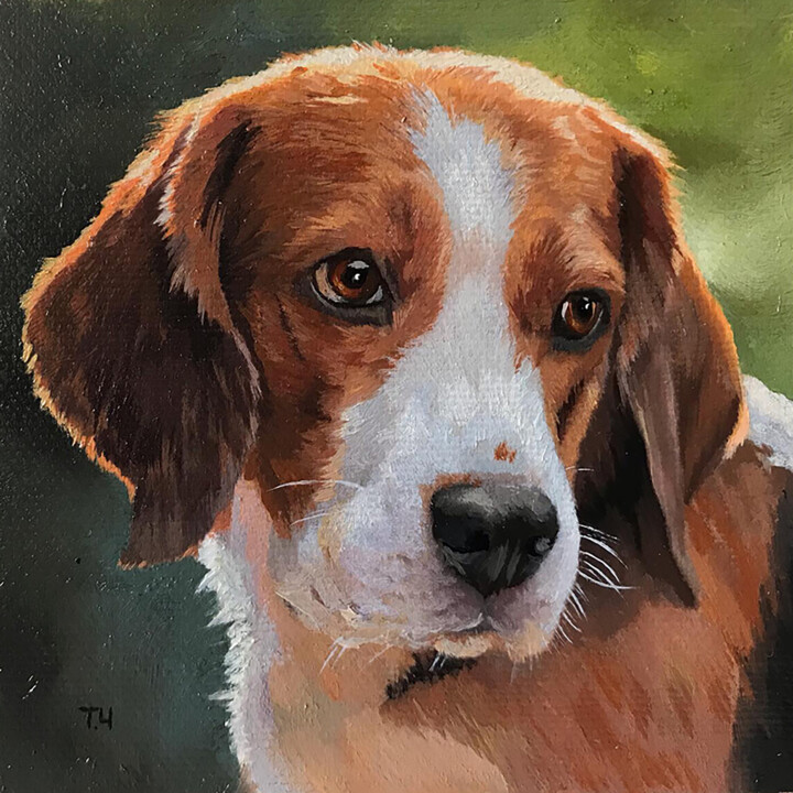 Miniature "Beagle" 绘画, 3.9x3.9 in