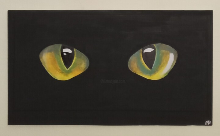 Глаза чёрного 绘画, 11.8x20.5 in