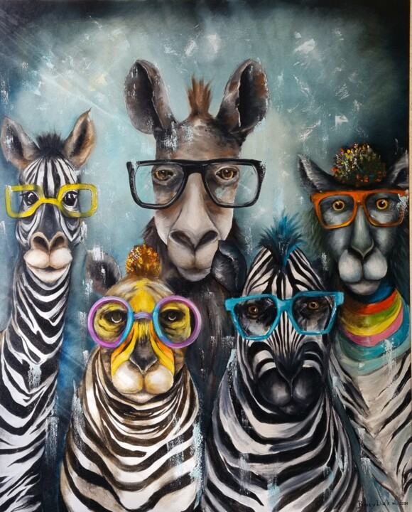 Oilpainting animal "Disko vibes" 绘画, 39.4x31.5 in