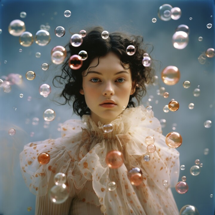 数字艺术 标题为“BUBBLE” 由Anki, 原创艺术品, AI生成的图像 安装在铝上