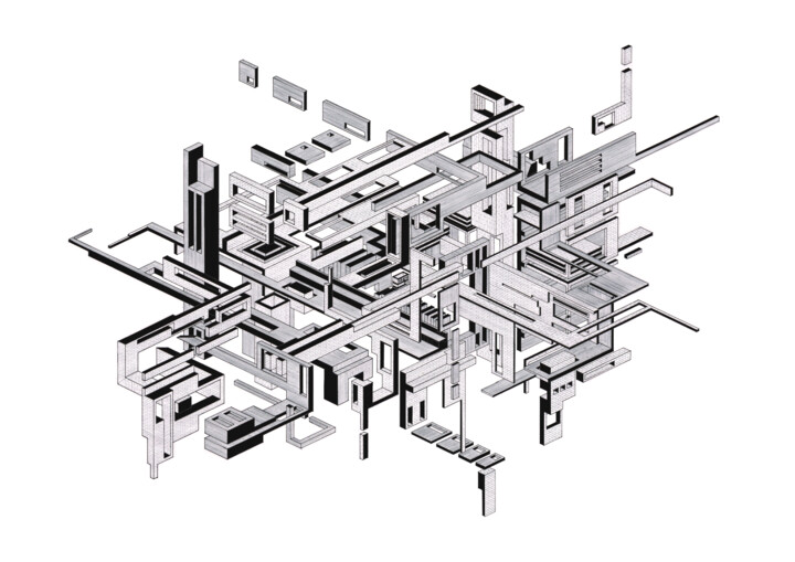图画 标题为“Assemblage” 由David Boyd, 原创艺术品, 铅笔
