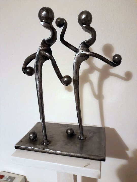 LES JOUEURS DE BOULES 2 雕塑, 11.4x4.7 in