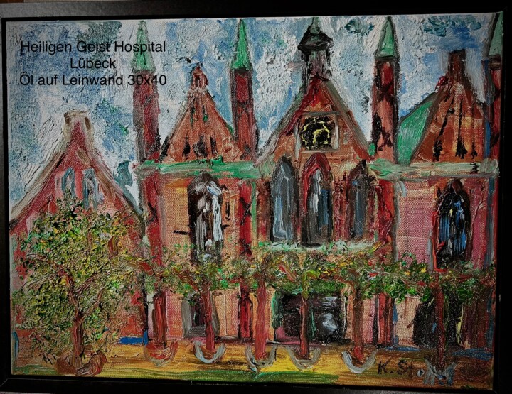 Heiligen Geist Hospital Lübeck 绘画, 11.8x15.8 in