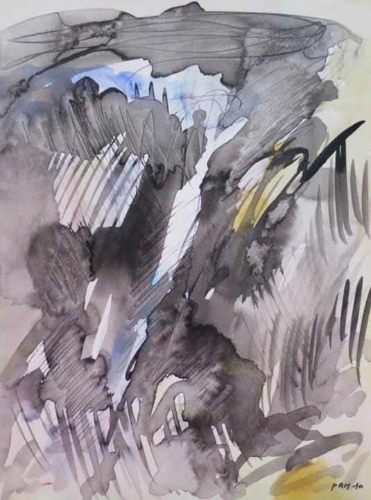 Eclair de lumière dans la nuit 绘画, 12.2x9.5 in