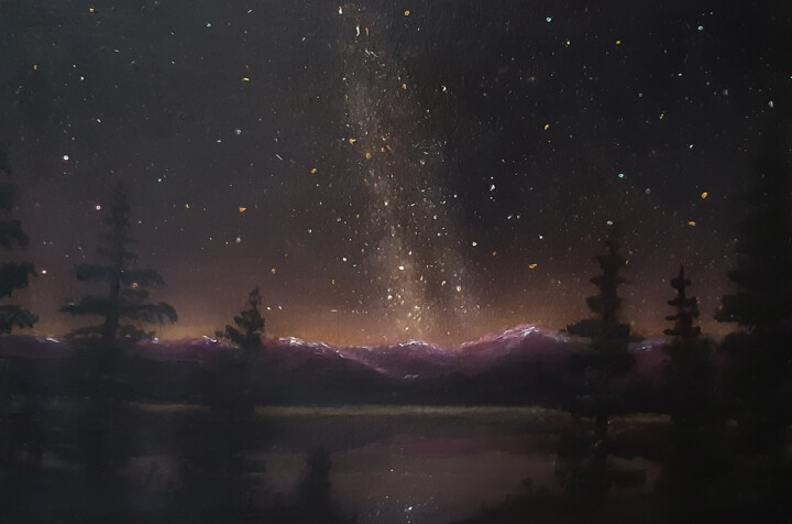 Painting titled "Stargazing at the L…" by Antonio Bagia, Original Artwork, Acrylic