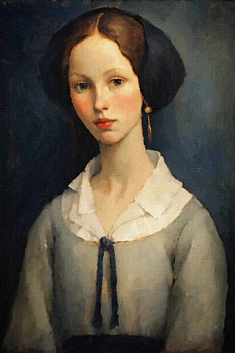 Digital Arts titled "Girl in a Sailor's…" by Gerry Martinez, Original Artwork, Digital Painting
