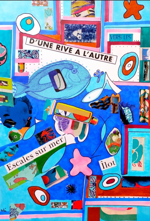 D'une rive à l'autre Collages, 16,5x11,7 in