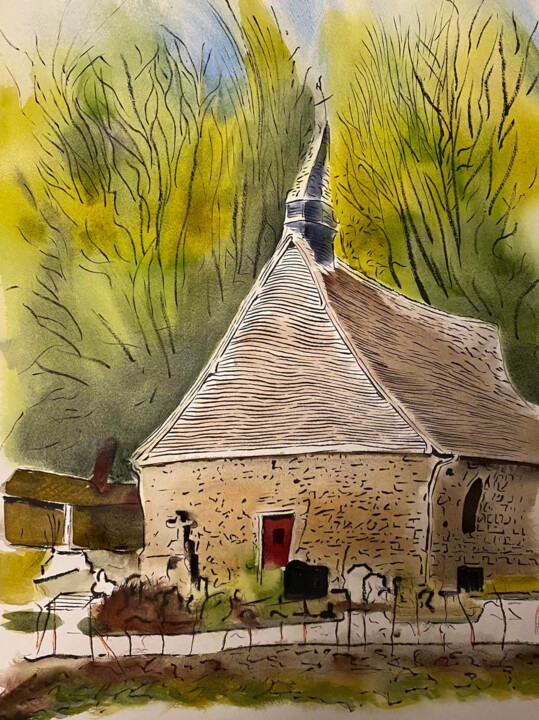 Chapelle du Tôt (Clères 76) 绘画, 23.6x15.8 in