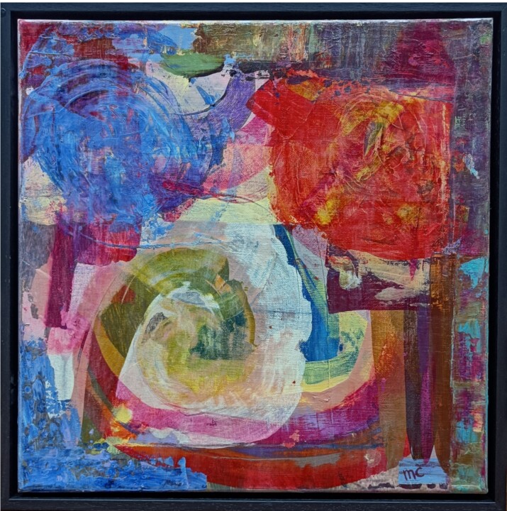 Painting titled "Waves" by Mieke Van Os, Original Artwork, Acrylic Mounted on Wood Stretcher frame
