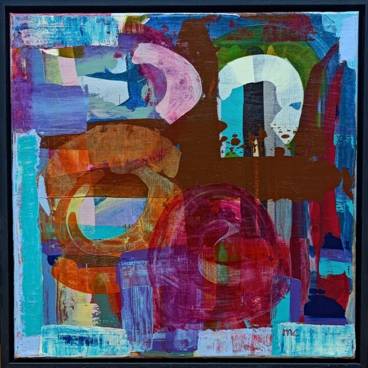Painting titled "Clouds" by Mieke Van Os, Original Artwork, Acrylic Mounted on Wood Stretcher frame