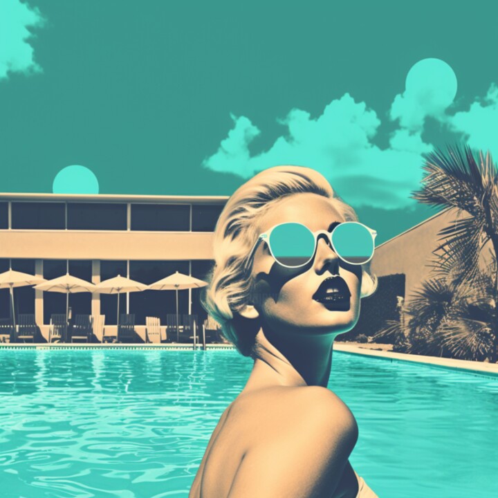 Digital Arts titled "SWIMMING POOL 15" by Claudia Sauter (Poptonicart), Original Artwork, Digital Collage