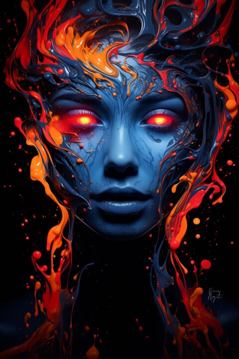 Woman Portrait – Flames of Resonance 数字艺术