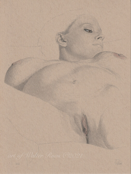 Drawing titled ""E (22:21)"" by Walter Roos, Original Artwork, Pencil