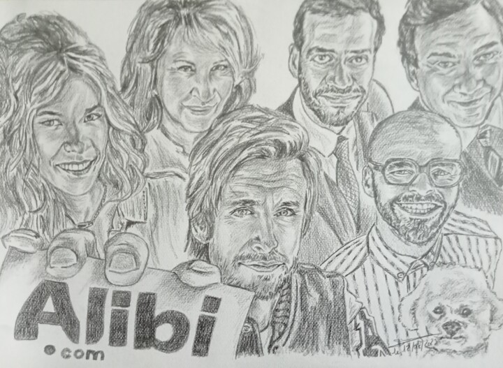 Illustration du film Alibi réalisé aux crayons 图画, 11.7x16.5 in