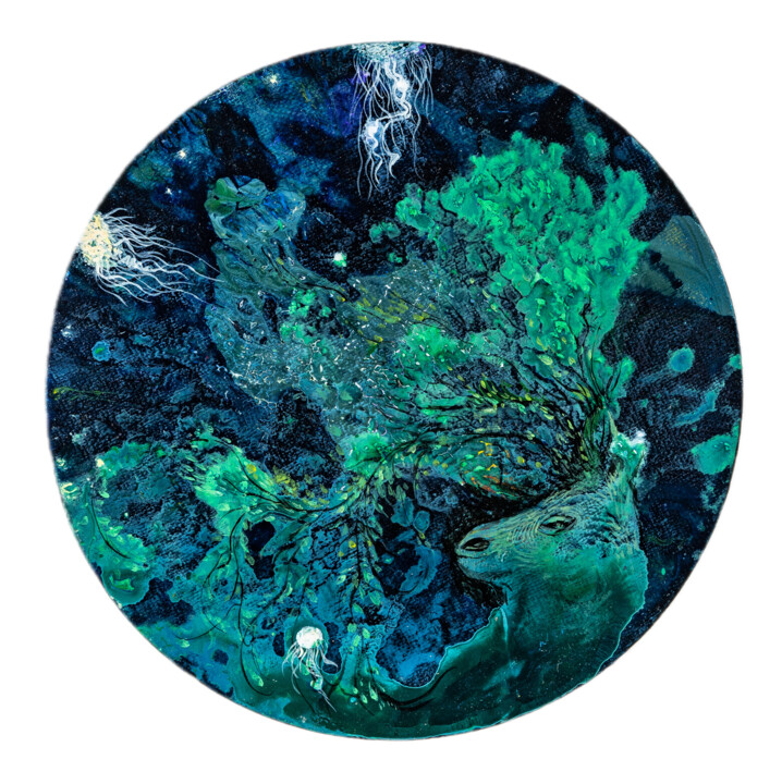 Dans le foret (In the forest) 绘画, 7.9x7.9 in