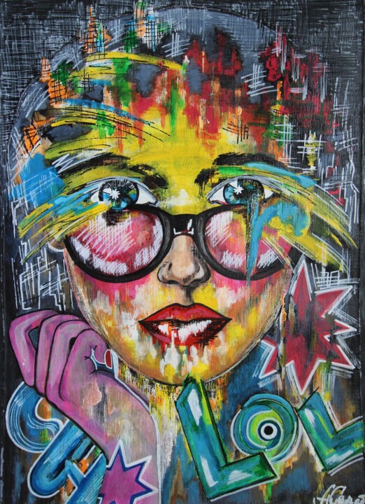 Street art girl 23 绘画, 27.6x19.7 in