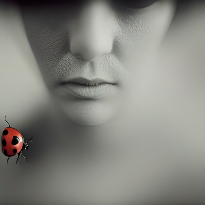 Red Insect In Face 数字艺术