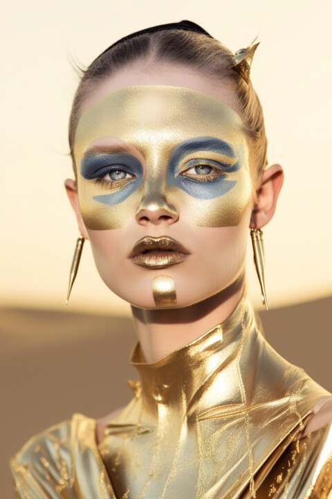 제목이 "The golden faces of…"인 디지털 아트 Anja Rudko로, 원작, AI 생성 이미지